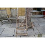 Small wooden step ladder and a metal boot scraper