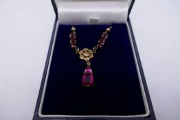 9ct red stone necklace