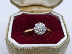 18ct and Platinum Solitaire diamond ring, approx 1.75 carat, marked 18ct PLAT, size N