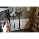 Industrial Dugdills adjustable floor lamp and 2 others on tripod supports