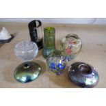 A Rosenthal glass vase, 3 items of iridescent glass and sundry
