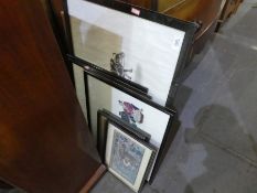 Selection of oriental framed and glazed pictures