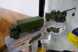 Dinky Recovery Tractor and 10 Ton Army Truck, condition good to good + in good original boxes (2)