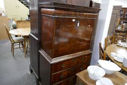 A George 1st Walnut cabinet on chest of good colour, the upper part with a cushion freeze drawer, dr