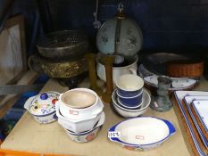 A large selection of vintage glass, china, metalware and LPs