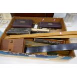 Various drawing sets, rulers and other related items