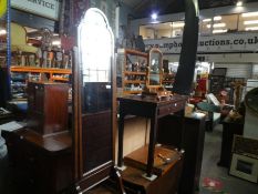 Victorian mahogany framed Cheval mirror and similar dressing table example