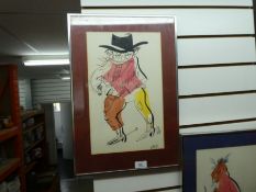 Four framed and glazed comical pics of Caricature men