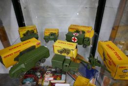 Dinky boxed military vehicle group x 6 all fair to good in original boxes, some missing end tabs