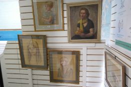 Shirley Bellwood 2 pastel pictures of girl and still life and 4 other pictures mainly portraits prob