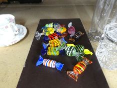 Waterford Crystal boxed bowls, glass bell, Swan, etc, Murano style sweets