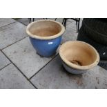 Two glazed garden pots