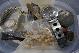 An antique silver ladies wristwatch, other watches and sundry