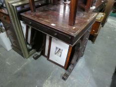 Vintage mahogany Davenport desk with 2 drawers to the side, waist drawer on scroll supports