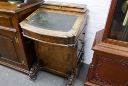 A Victorian Burr Walnut Davenport, having four side drawers, 54cms