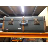 Vintage wood and metal bound suitcase
