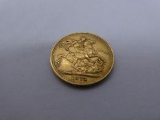 22ct gold full sovereign, dated 1878, George and The Dragon and Young Victoria, Melborne Mint