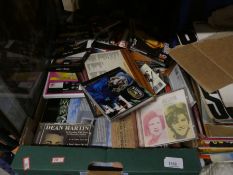 Vintage cylindrical coal box, box CDs, Lps mostly country, backpack etc