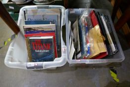 Two boxes of modern ephemera on Shipping and Railways, and other items