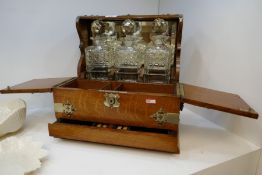 19th Century oak tantalus box having one drawers by JT Needs, New Bond Street