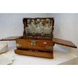 19th Century oak tantalus box having one drawers by JT Needs, New Bond Street