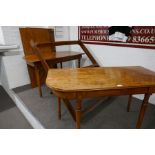 A mahogany D-End dining table with centre section and 2 additional leaves, 244cm