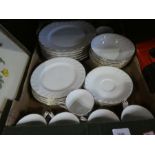 Battery operated antique junior phone boxed and a quantity of Harmony fine china dinnerware