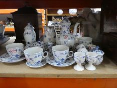 Royal Copenhagen china ware and small wooden antique Royal Naval workbox and tools, used by a guilde