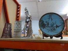 Small amount of china and pottery to include Nao gentleman, Oriental plate, White Swan, vase, etc
