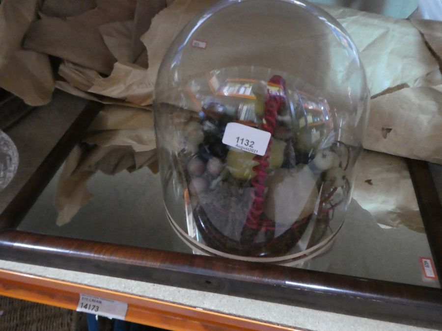 Vintage mirror, a dome covered fruit, etc - Image 2 of 2