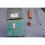 A shagreen cigarette case, a compact and two other items