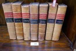 Seven early 19th century Racing Calendar books, leather bound, from 1806 onwards