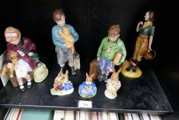 Four Royal Doulton figures, limited edition and 3 rabbit figures