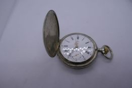 Vintage 'Omega' pocket watch inscribed Omega with white roman numerals and enamel dial and gold hand