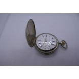 Vintage 'Omega' pocket watch inscribed Omega with white roman numerals and enamel dial and gold hand