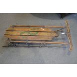 A vintage 'Lightning Guider' steerable sledge on metal runners, 105cms