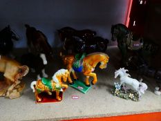 A large selection of various china models, of horses and some made in the USSR