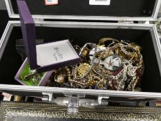 Three jewellery boxes of costume jewellery to inlcude silver, pearls, wristwatches, etc