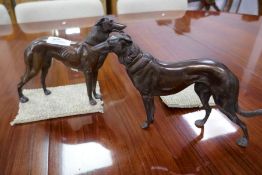 Bronze statue of a pair of dogs