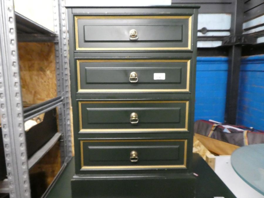 Green and gold colour chest of 6 drawers and a matching bedside cabinet - Image 4 of 6