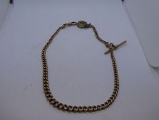 9ct yellow gold graduated Albert chain, hung with compass pendant, clasp and bar and links marked, 4