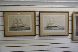 A similar pair of coloured naval prints of the clippers 'Spirit of the Age' and 'Swiftsure' the larg