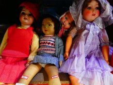 Selection of vintage bisque and Chad Valley dolls