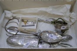 A mixed lot comprising two silver napkin rings, silver handled button hook. S Mordan and Co sterling