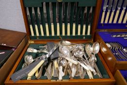 A silver plated canteen of cutlery for six and sundry plated cutlery