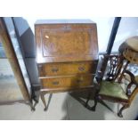 Walnut ladies bureau of small proportions on cabriole supports