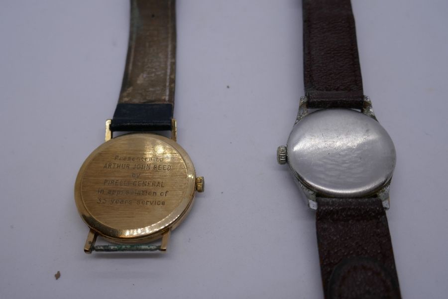 Two vintage gents wristwatches, one with 9ct gold back only, and silver butterfly brooch - Image 4 of 5