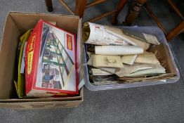 A box of ephemera including postcards and Carte De Visites and a box of sundry