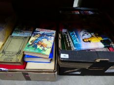 Two boxes of mixed hardback books, various subjects including vintage Western novels