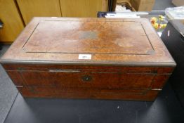 A Victorian campaign burr walnut desk slope with inscription, presented by signal staff HMS Centurio